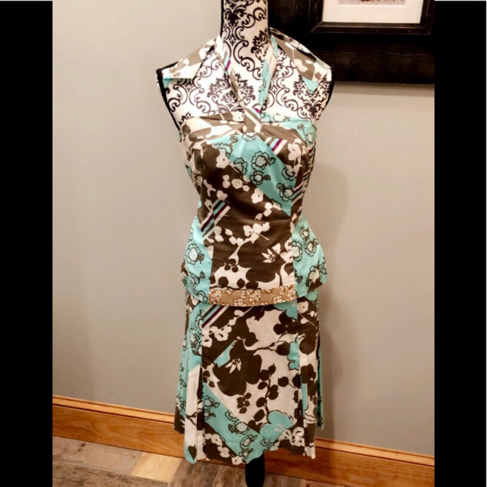 2 piece floral halter dress